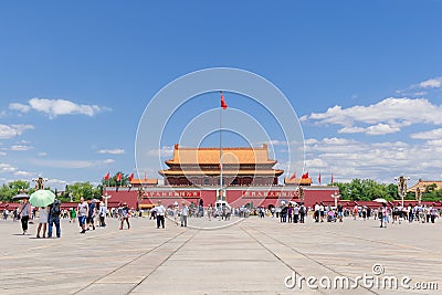 Visitors on a sunny Tiananmen Square, Beijing, China Editorial Stock Photo